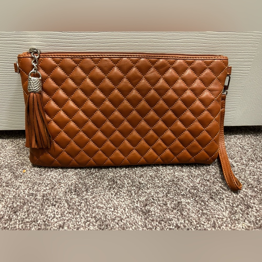 Genuine Italian leather quilted clutch/wristlet